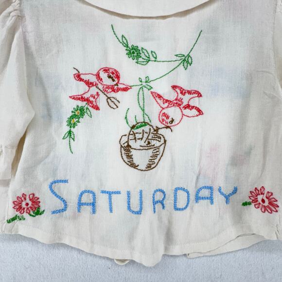 Urban Outfitters Kimchi Blue Embroidered Linen Cottagecore Crop Peter PanTop XS - Picture 7 of 8